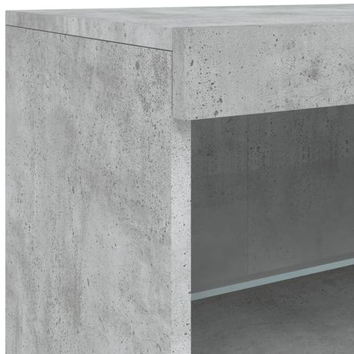 Сайдборд с LED светлини, бетонно сив, 123x37x67 см