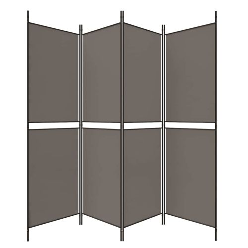 Параван за стая, 4 панела, антрацит, 200x220 cм, текстил
