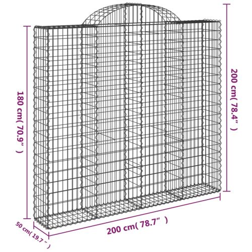 Габионни кошници арка 6 бр 200x50x180/200 см поцинковано желязо