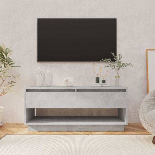 ТВ шкаф, бетонно сиво, 102x41x44 см, инженерно дърво