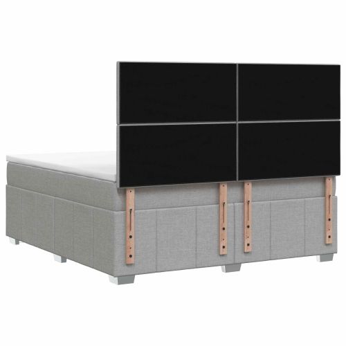 Континентално легло с матрак Светлосиво 180 x 200 cm Текстил