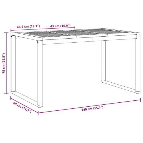 Градинска маса Сив 140 x 80 x 75 cm Солидно акациево дърво
