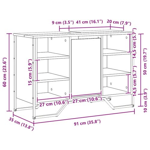 Шкаф за мивка в баня Черния дъб 91 x 35 x 60 см