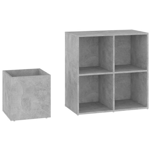 Шкаф за обувки, бетонно сив, 105x35,5x70 см, инженерно дърво