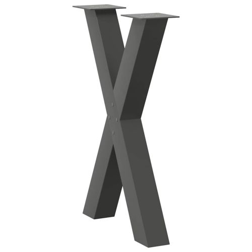 Крака за трапезна маса, X-образни, 2 бр., антрацит, 50x(72-73) см, стомана