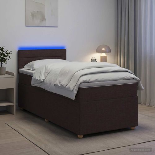 Континентално легло с матрак Тъмен кафяв 90 x 190 cm Текстил