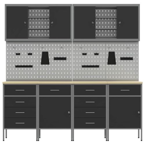Работен кабинет 10 бр. Черно Инженерна дървесина и стомана