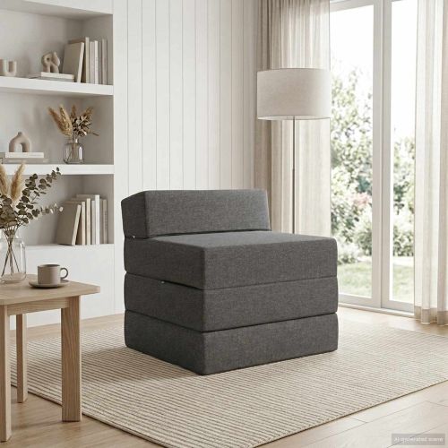 Сгъваем диван легло Светлосиво 70 x 60 x 63 cm Текстил