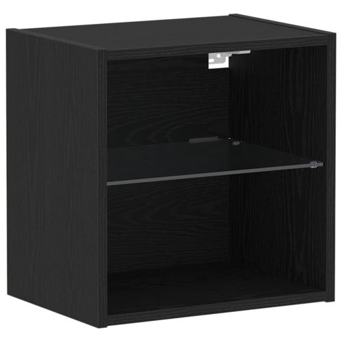 Плаващ рафт с LED светлина с рафт Черно 40 x 28,5 x 40 см