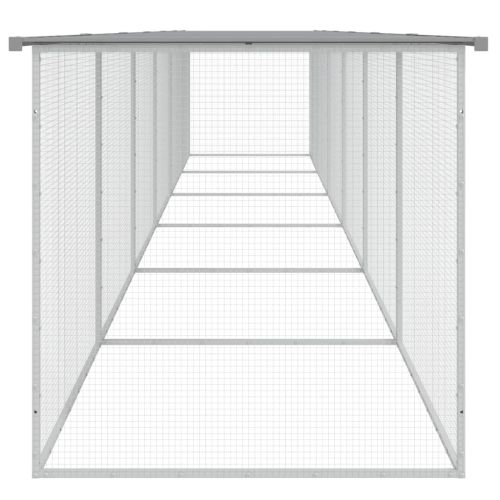 Клетка за пилета с покрив светлосива 603x98x90 см стомана