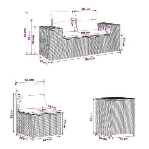 Комплект дивани 5 бр. Черно 200 x 200 x 85 см