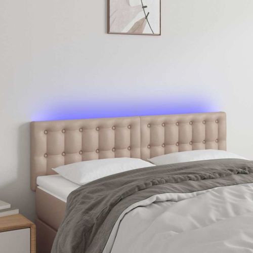 LED Горна табла за легло, капучино, 144x5x78/88 см