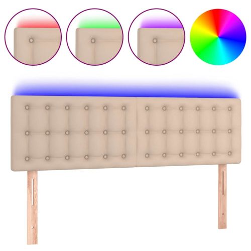 LED Горна табла за легло, капучино, 144x5x78/88 см