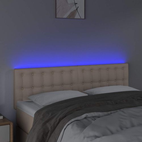 LED Горна табла за легло, капучино, 144x5x78/88 см