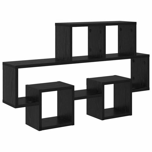 Стенен рафт Монтиране на стена Черен дъб 82 x 15 x 51 см