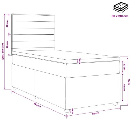 Континентално легло с матрак Синьо 90 x 190 cm Текстил