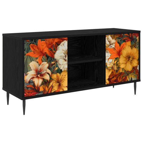 ТВ шкаф GENNEP 102 x 33 x 51 см Черен дъб Инженерна дървесина