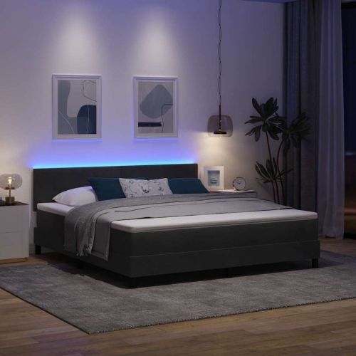LED кутия за пружини с легло Черно 180 x 200 cm Кадифе