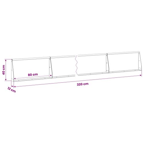 Задържащи стени 4 бр. 80 x 12 x 40 см Стомана Черно
