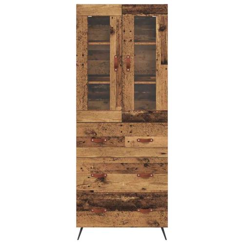 Висок шкаф с рафт 2 бр. Старо дърво 69,5 x 34 x 180 см