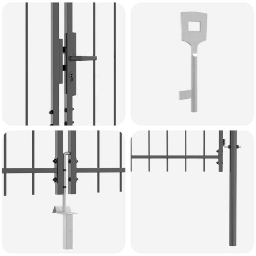 Градинска врата WOERDEN 100 x 500 cm С ключалка Стомана Сив
