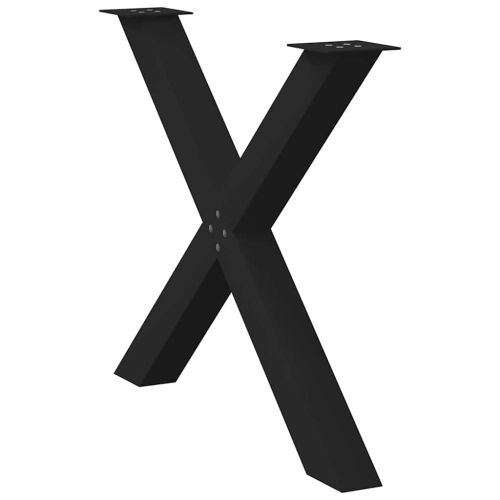 Крака за трапезна маса, X-образни, 2 бр., черни, 90 x (72-73) см, стомана