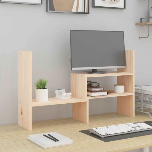 Поставка за монитор, (39-72)x17x43 см, бор масив
