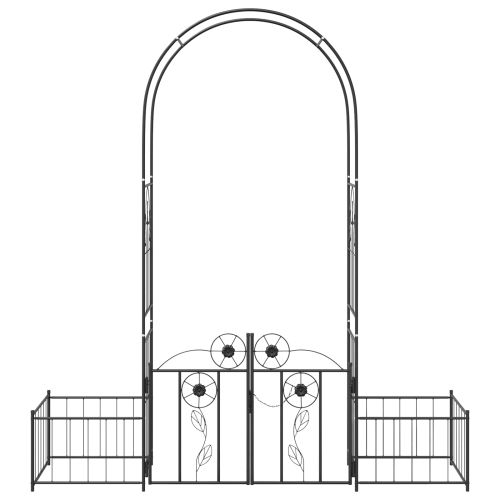 Градинска арка Черно 203 x 50 x 218 см Стомана
