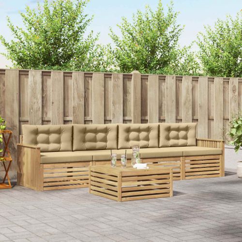 Комплект дивани за открито 5 бр. Бяло и Бежово