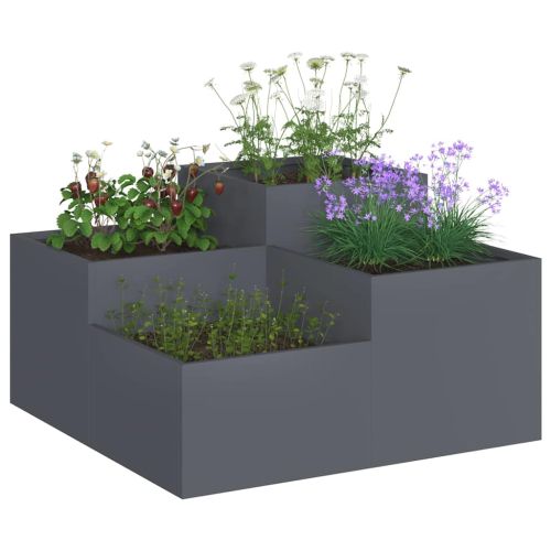 Градинска саксия Антрацит 80 x 80 x 48 см Стомана