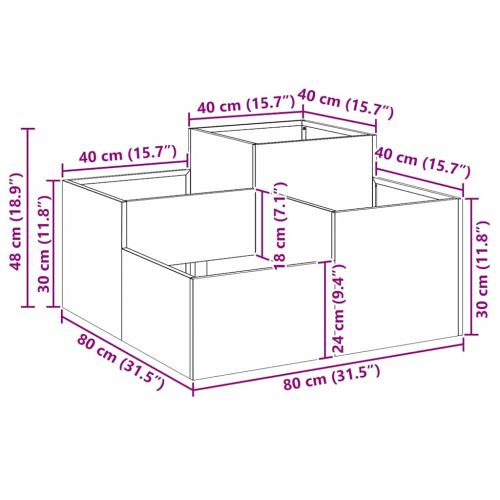 Градинска саксия Антрацит 80 x 80 x 48 см Стомана