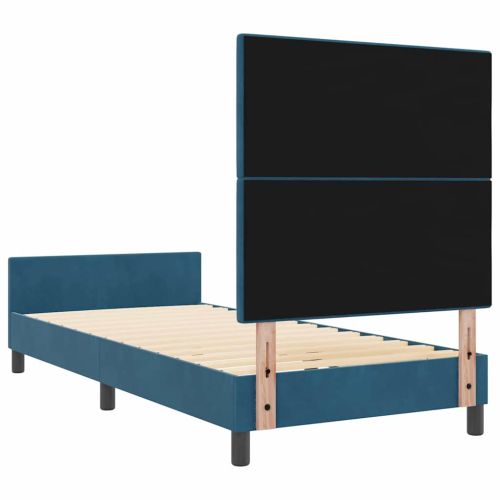 Легло с пружинирана основа Тъмен син 90 x 200 cm Кадифе