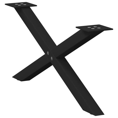 Крака за масичка за кафе, X-образни, 2 бр., черни, 70 x (30-31) см, стомана