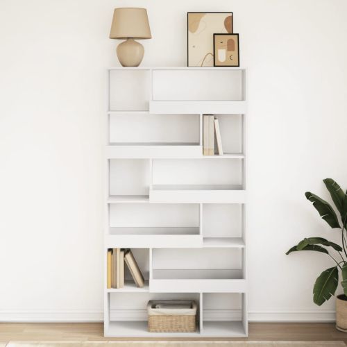 Етажерка за книги, бяла, 100x33x187,5 см, инженерно дърво
