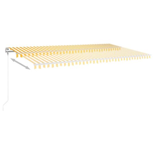 Автоматичен сенник LED и сензор за вятър 600x300 см жълто/бяло