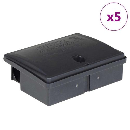 Капани за мишки, 5 бр., черни, 13x10x4 см