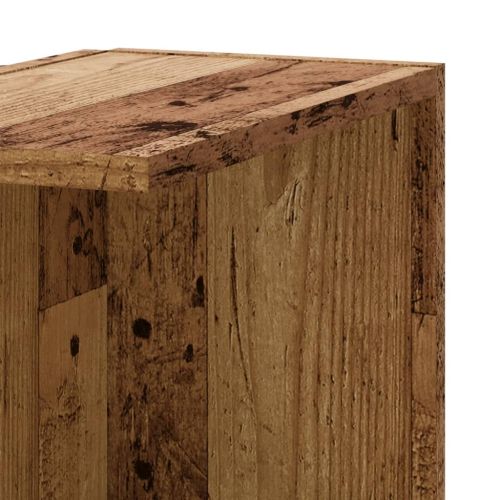 Стенен ъглов рафт старо дърво 36,5x36,5x140 см инженерно дърво