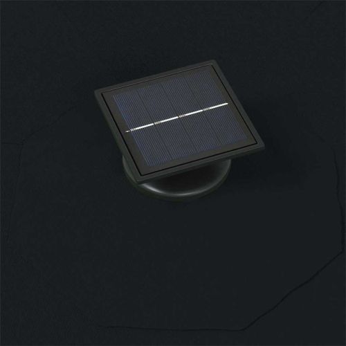 Градински чадър за монтаж на стена, с LED, 300 см, черен