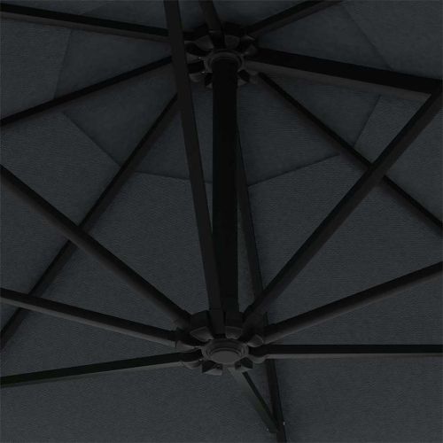 Градински чадър за монтаж на стена, с LED, 300 см, антрацит