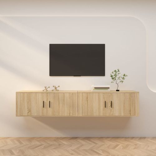 ТВ шкафове за стенен монтаж, 2 бр, сонома дъб, 100x34,5x40 см