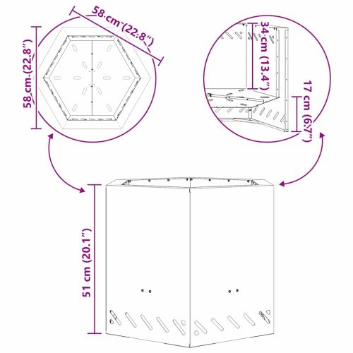 Бездимна огнище Черно 58 x 58 x 51 см Кортенова стомана