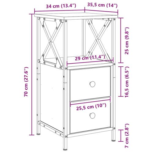Нощен шкаф Черния дъб 34 x 35,5 x 70 см Инженерна дървесина
