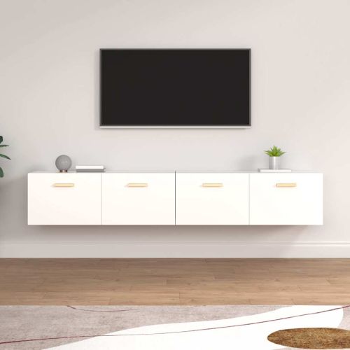 Стенни шкафове, 2 бр, бели, 100x36,5x35 см, инженерно дърво
