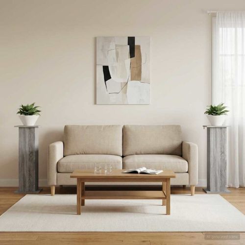 Стойка за растения 2 бр. Сива сонома 30,5 x 30 x 80,5 см