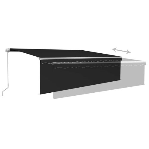 Ръчно прибиращ се сенник с щори и LED, 5x3 м, антрацит