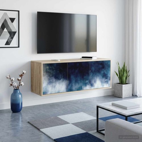 Стенен телевизионен шкаф RAALTE 102 x 33 x 40 см Дъб сонома