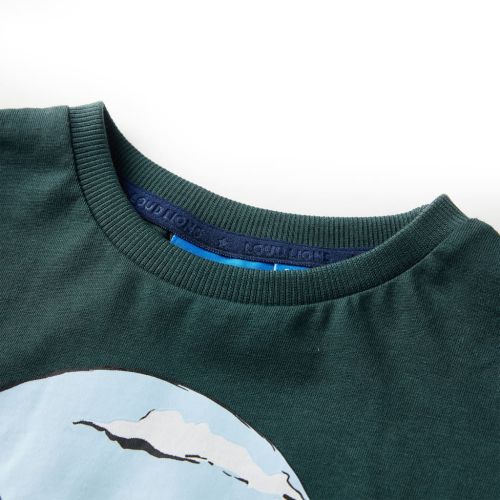 Детска тениска с дълъг ръкав, тъмнозелена, 104