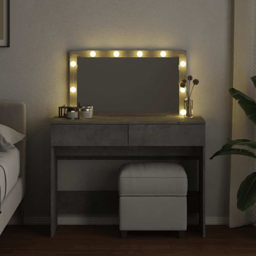 Тоалетка с LED, бетонно сива, 100x40x120 см