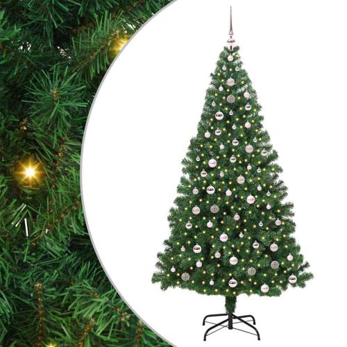 С изкуствено коледно дърво с 300 LED светодиода Зелен 240 cm