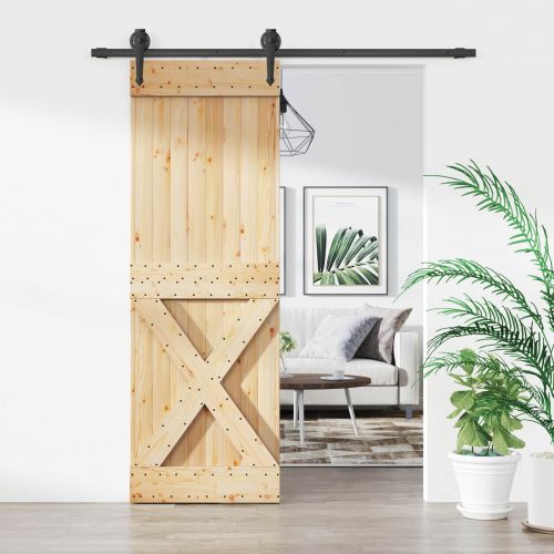 Преплъзваща се врата Естествено и черно 70 x 210 cm